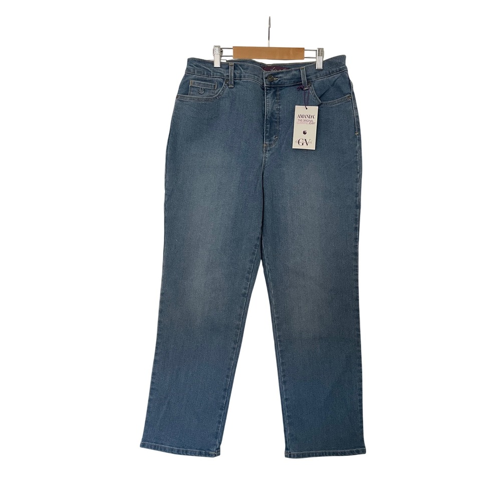 GV Amanda Slimming Blue Jeans 16 Short Stretch High Rise Straight Leg NWT Casual